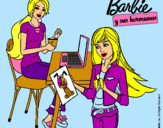 Dibujo Barbie y su hermana merendando pintado por Alejandras
