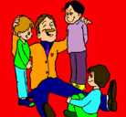 Dibujo Papa con sus 3 hijos pintado por hkgggggggggg