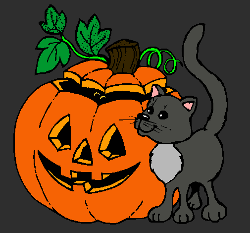 Calabaza y gato