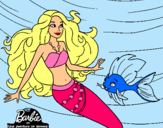 Dibujo Barbie sirena con su amiga pez pintado por poiuytrewqqa