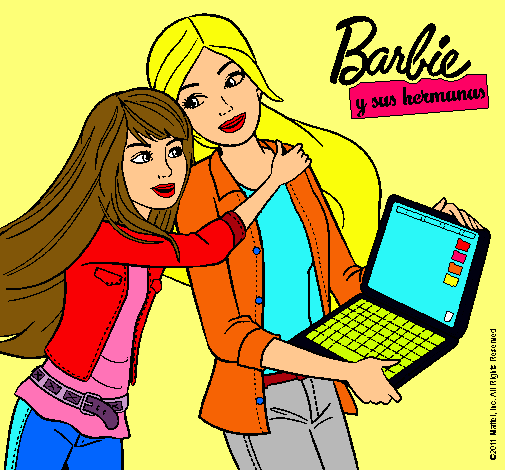 Dibujo El nuevo portátil de Barbie pintado por estefania-