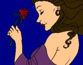 Dibujo Princesa con una rosa pintado por bellabel