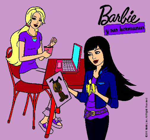 Dibujo De Barbie Y Su Hermana Merendando Pintado Por Beker En Dibujos Porn Sex Picture
