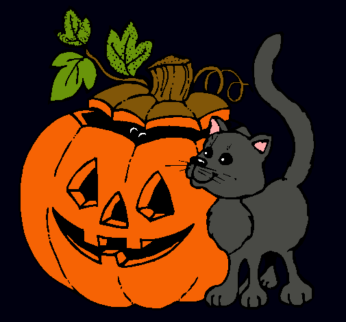 Calabaza y gato