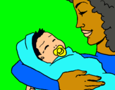 Dibujo Madre con su bebe II pintado por rokecece