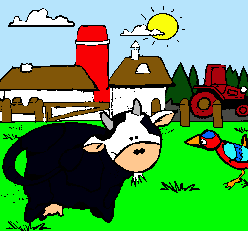 Vaca en la granja