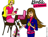 Dibujo Barbie y su hermana merendando pintado por fabiola05