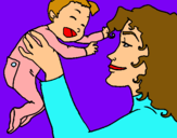 Dibujo Madre con su bebe pintado por tyrfue2622