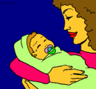 Dibujo Madre con su bebe II pintado por MAMITABURITA