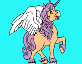 Dibujo Unicornio con alas pintado por unicirni
