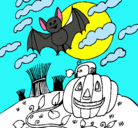 Dibujo Paisaje de Halloween pintado por halloween