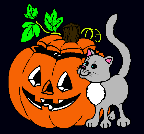 Calabaza y gato