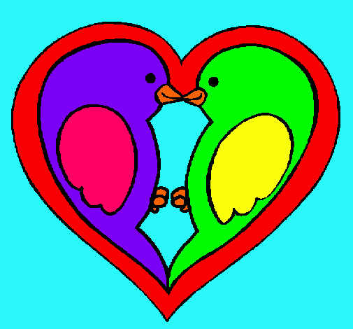 Dibujo Pajaritos enamorados pintado por hilia-andy