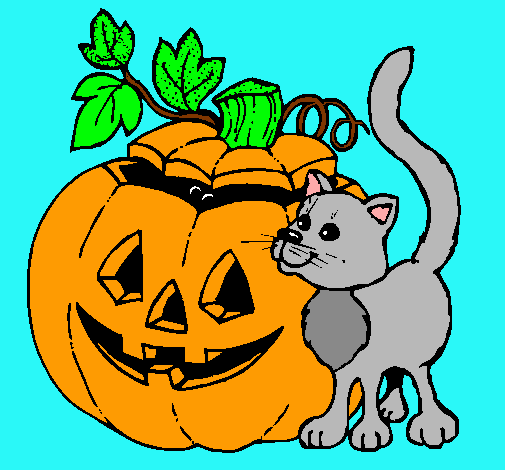 Calabaza y gato