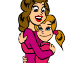 Dibujo Madre e hija abrazadas pintado por nereamadrj