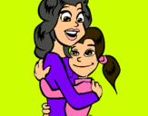 Dibujo Madre e hija abrazadas pintado por poki_poki