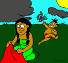 Dibujo Madre e hijo mayas pintado por millos13