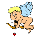 Dibujo Cupido pintado por burra