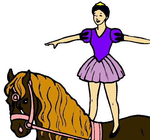 Dibujo Trapecista encima de caballo pintado por marisols