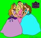 Dibujo Barbie y sus amigas princesas pintado por natta