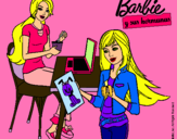 Dibujo Barbie y su hermana merendando pintado por deli12