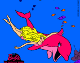 Dibujo Barbie y delfín pintado por dy1999