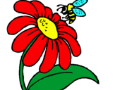 Dibujo Margarita con abeja pintado por adejaaaaaaaa