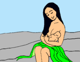 Dibujo Madre con su bebe pintado por migel