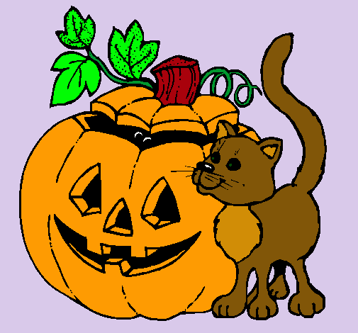 Calabaza y gato