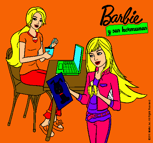 Barbie y su hermana merendando