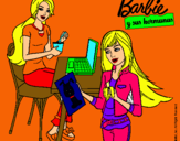 Dibujo Barbie y su hermana merendando pintado por maka10