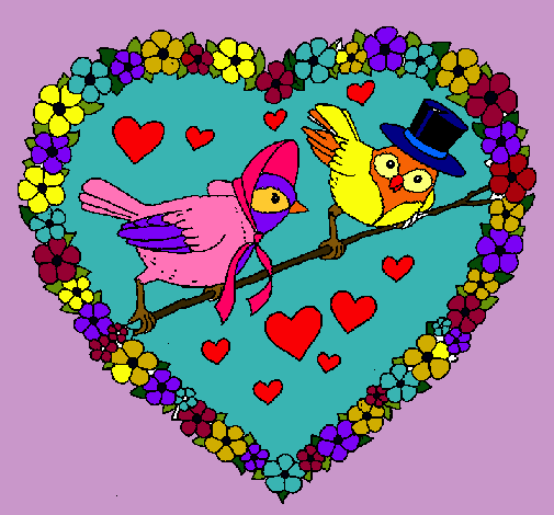 Dibujo Corazón con pájaros pintado por alimarch