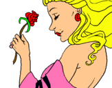 Dibujo Princesa con una rosa pintado por edelin