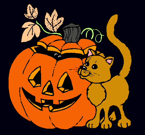 Calabaza y gato