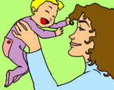 Dibujo Madre con su bebe pintado por Gabiiiiii