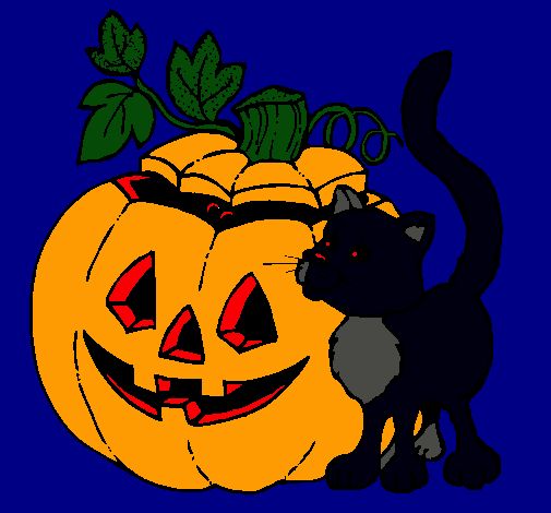 Calabaza y gato