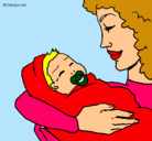 Dibujo Madre con su bebe II pintado por giorgina