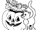 Dibujo Calabaza y gato pintado por jotaru