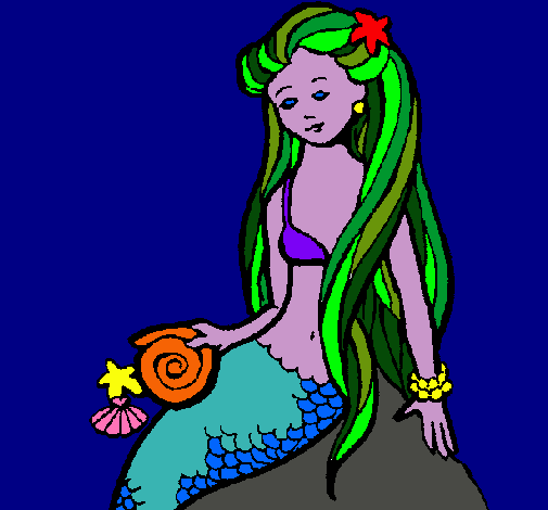 Dibujo Sirena con caracola pintado por sergisan