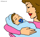 Dibujo Madre con su bebe II pintado por wendyjajaaaa