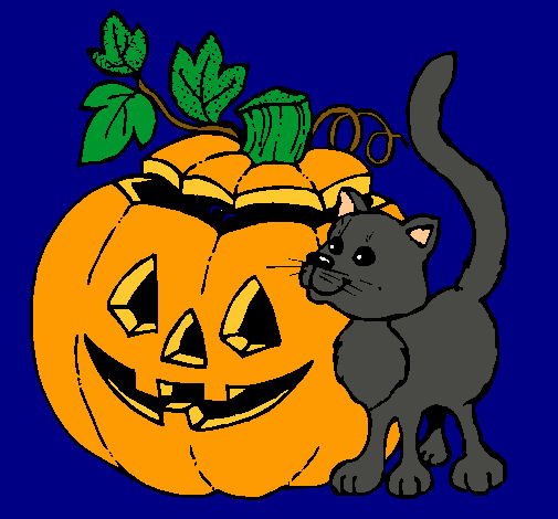 Calabaza y gato