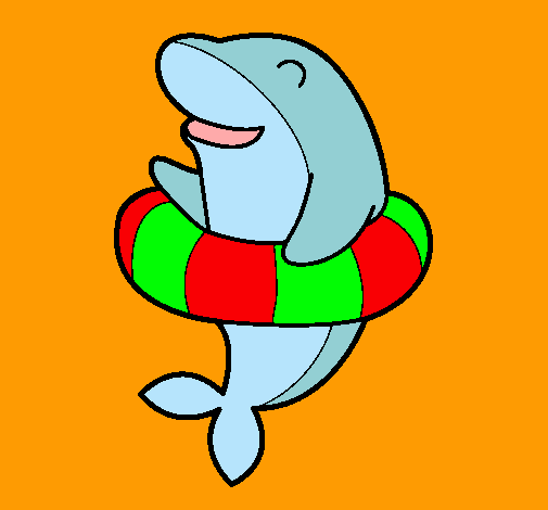 Dibujo Delfín con flotador pintado por michell21