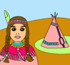 Dibujo India y tepee pintado por miniervi