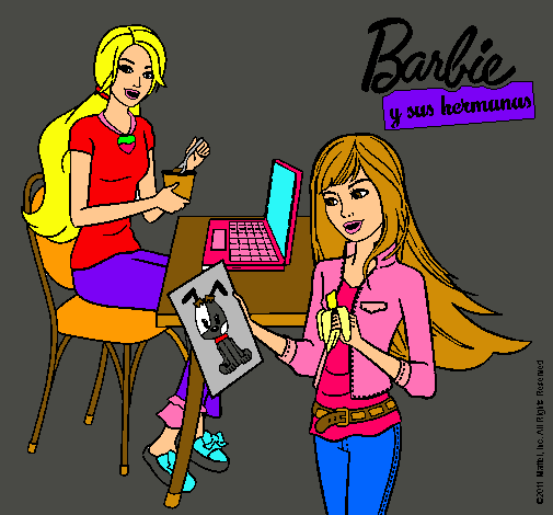 Barbie y su hermana merendando