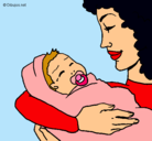 Dibujo Madre con su bebe II pintado por baibi