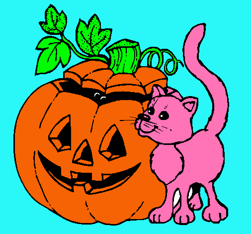 Calabaza y gato