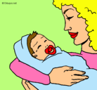 Dibujo Madre con su bebe II pintado por FGKJFKGLBGFK