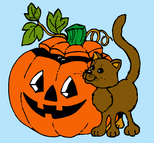 Calabaza y gato