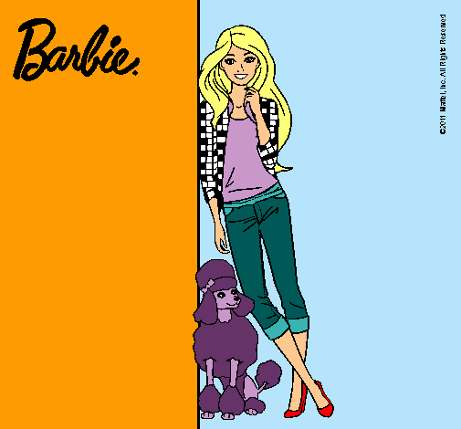 Barbie con cazadora de cuadros