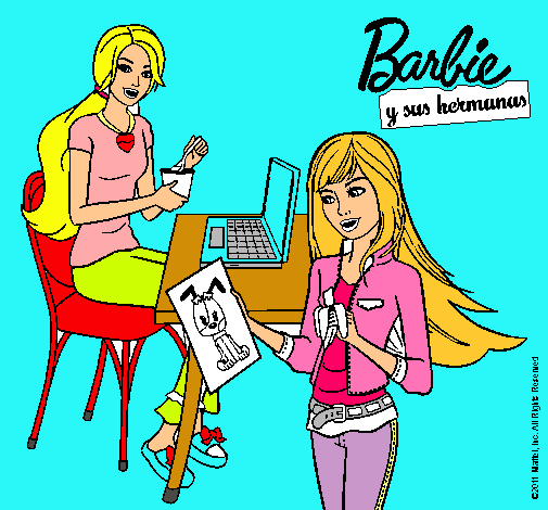 Dibujo De Barbie Y Su Hermana Merendando Pintado Por Anamin En Dibujos